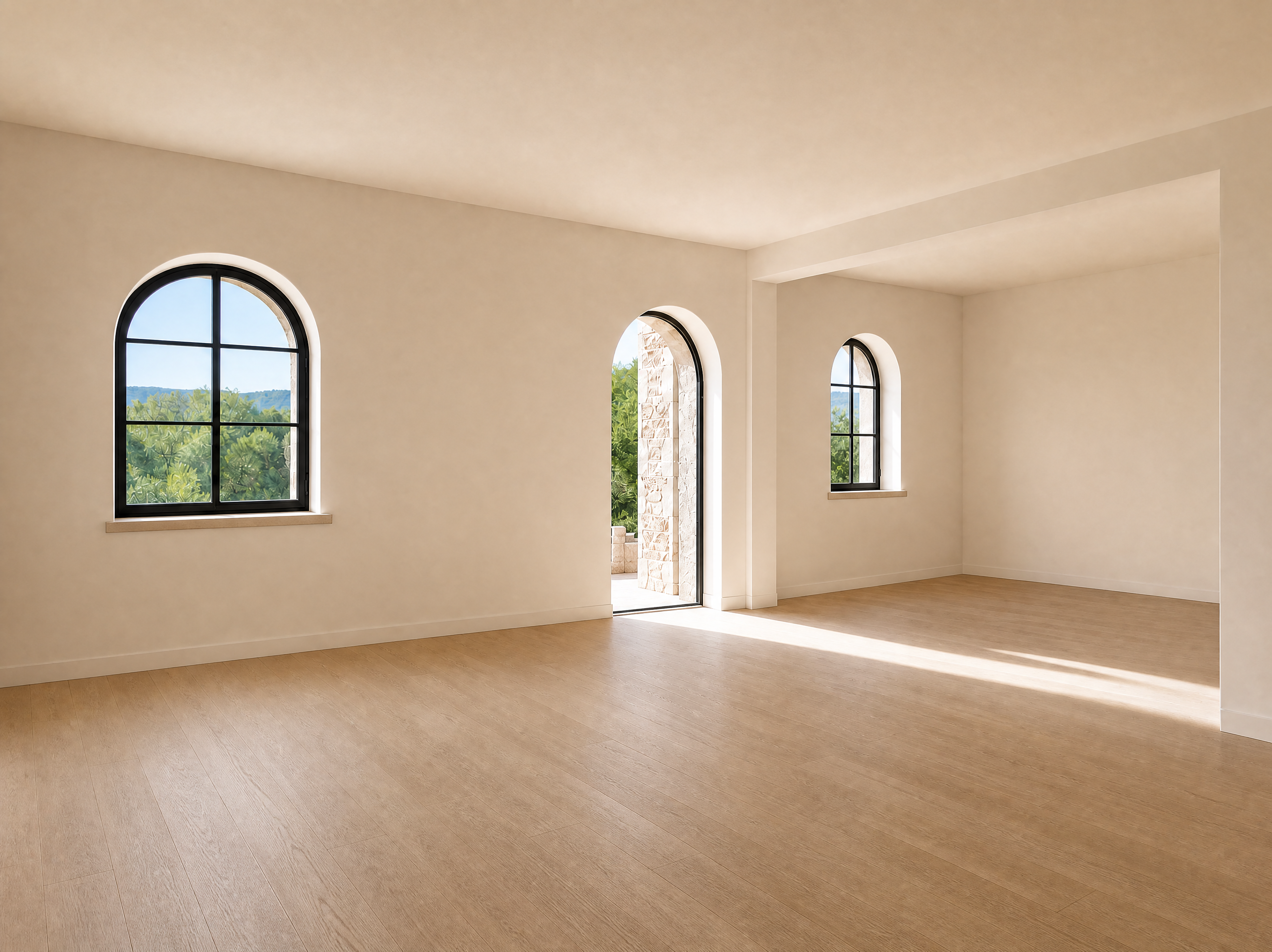 Step two: upload the Case 03 original empty room with arched openings