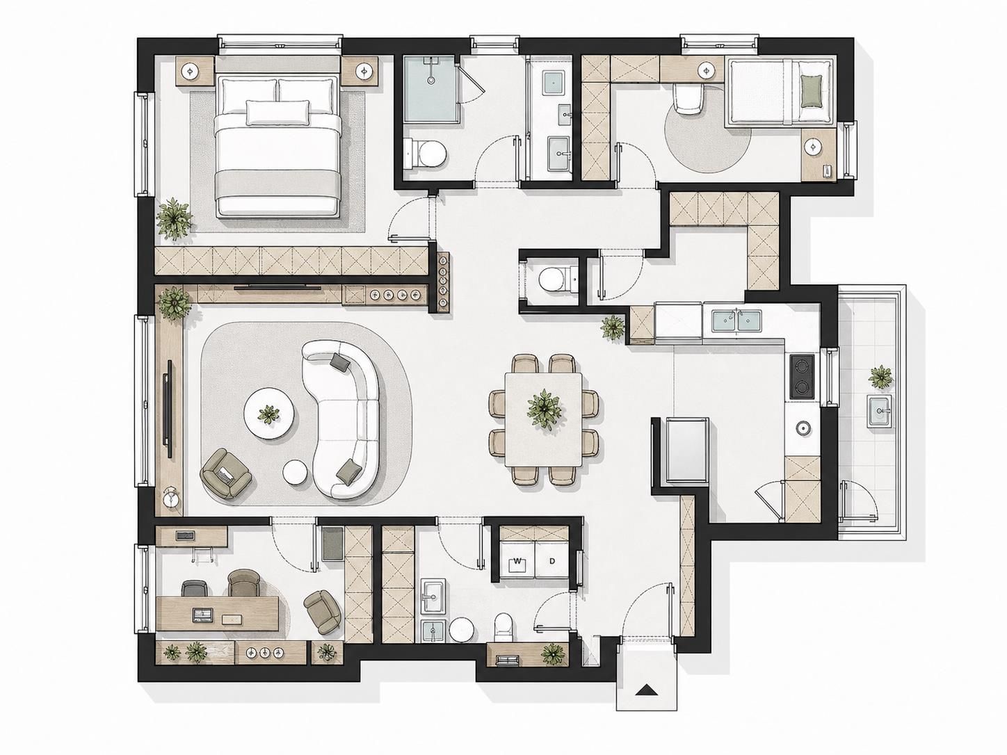 Floor plan to 3D example: 2D floor plan before client-ready 3D export