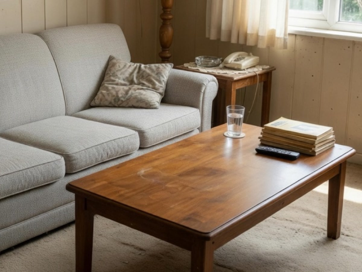 Furniture facelift example: coffee table wood refinished — Lovspark AI