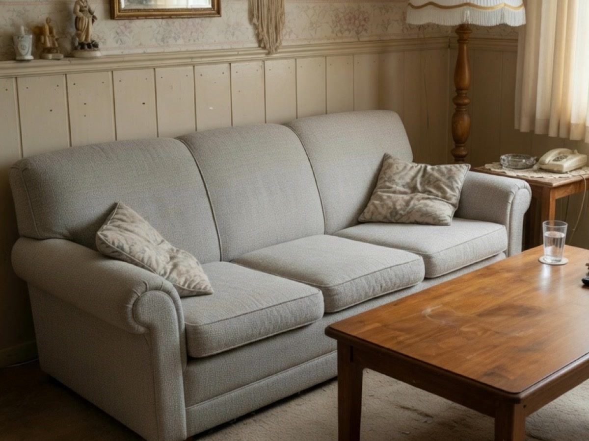 Refreshed sofa after AI furniture facelift