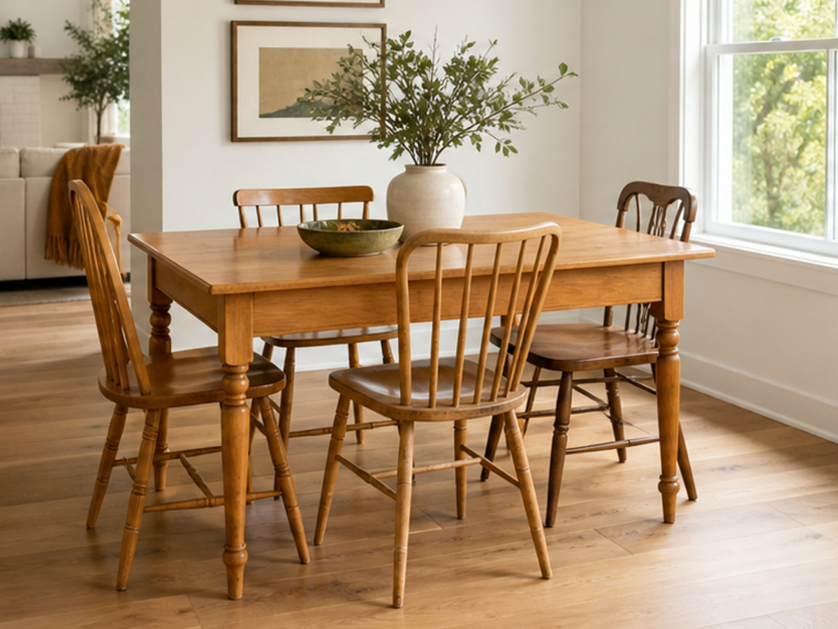 Dining set before wood finish refresh