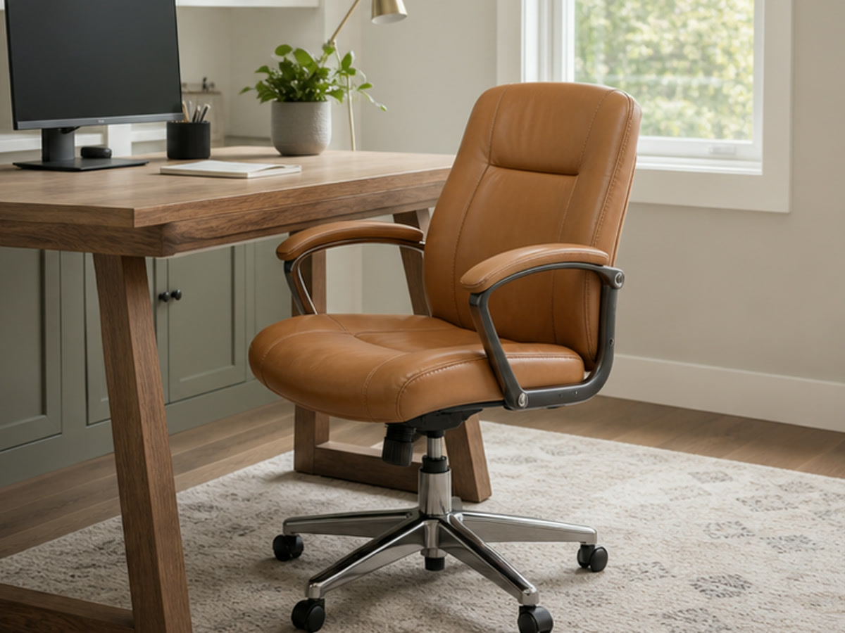 Home office chair after camel leather refresh