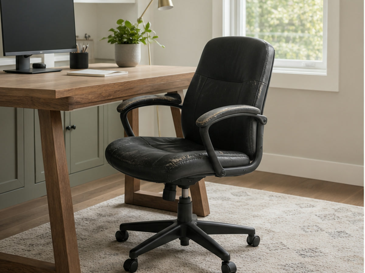 Home office chair before leather refresh