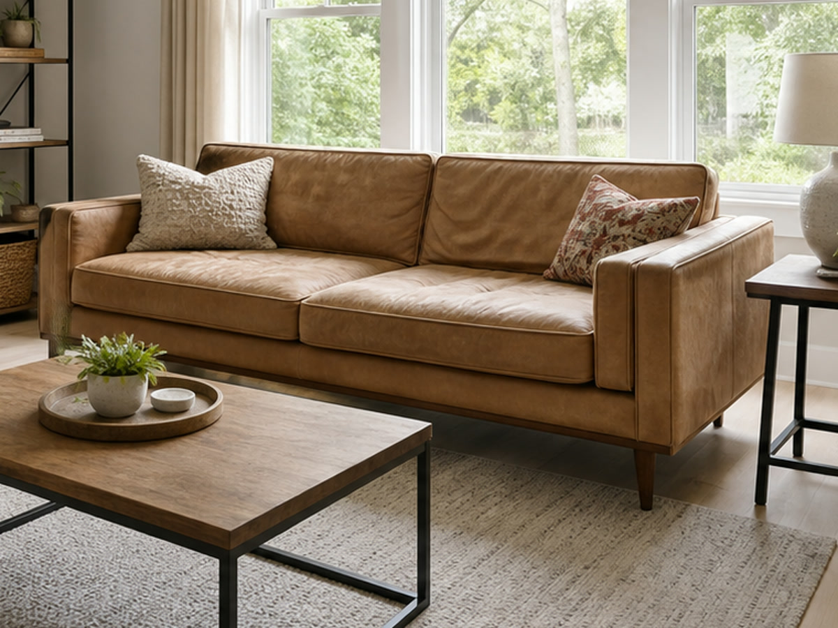 Living room sofa before upholstery facelift
