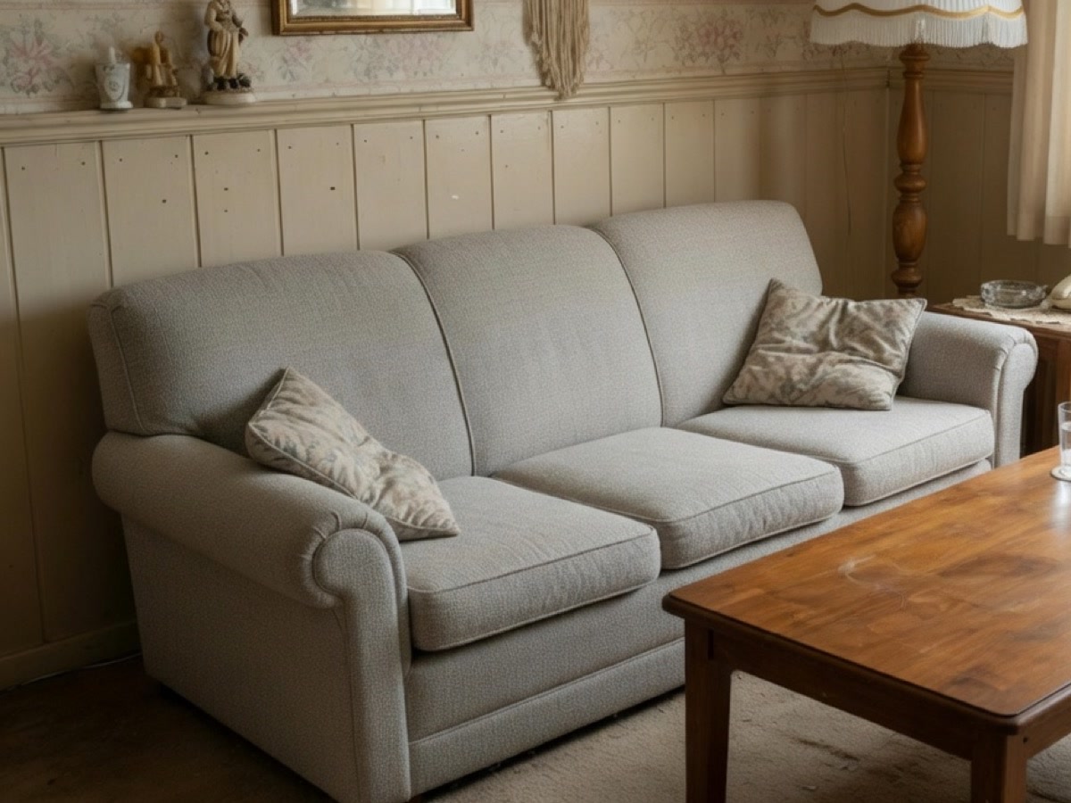 Living room furniture after AI facelift