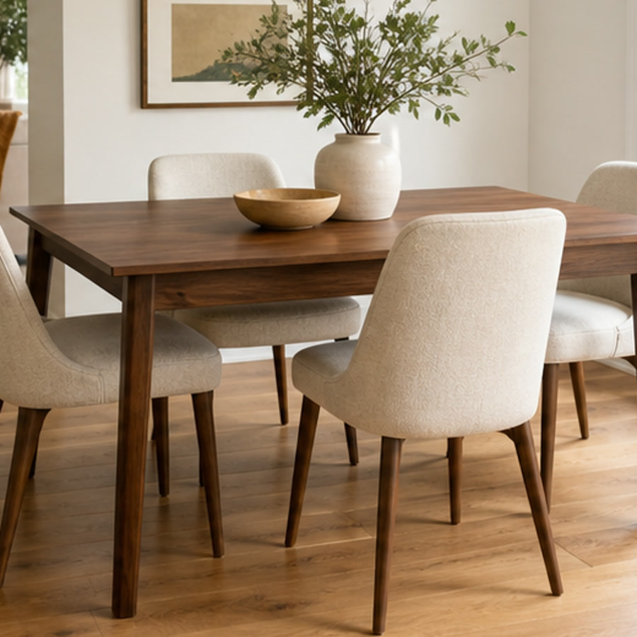 Walnut dining table after wood finish refresh