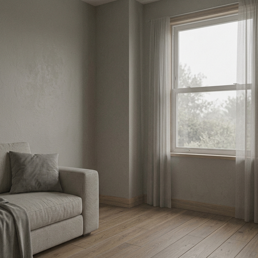 Flat, low-contrast interior photo before AI contrast correction
