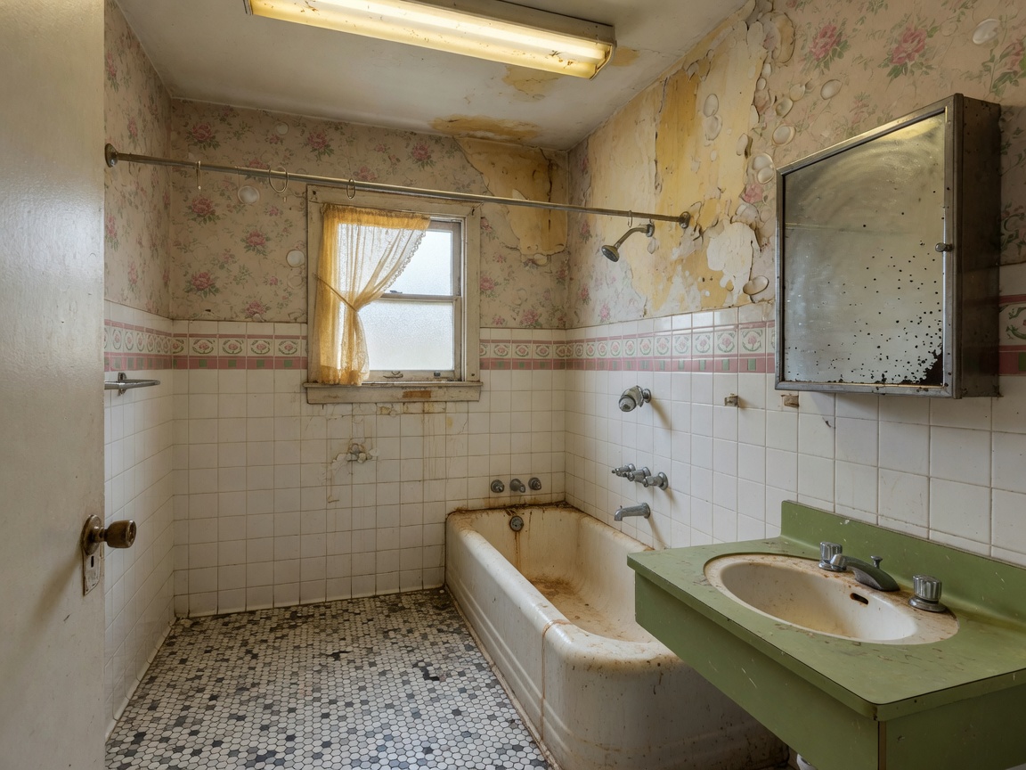 Restyle surfaces example: bathroom before countertop and backsplash swap